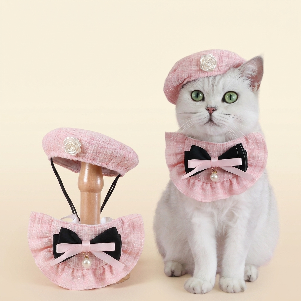 Cat Beret & Bib Set